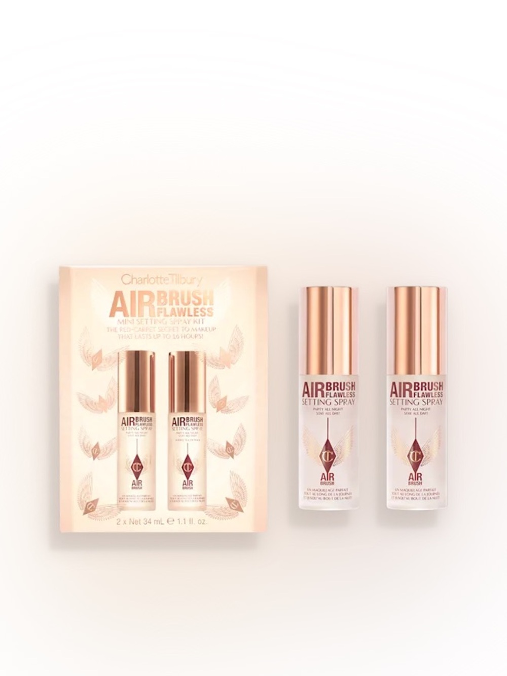 NIB Charlotte Tilbury Mini Airbrush Flawless Makeup Setting Spray Duo Set Magic